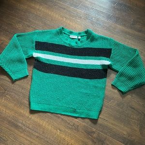 ☘️Cloth by Design Kelly Green/Black/White Striped Knit Unisex Size XS☘️